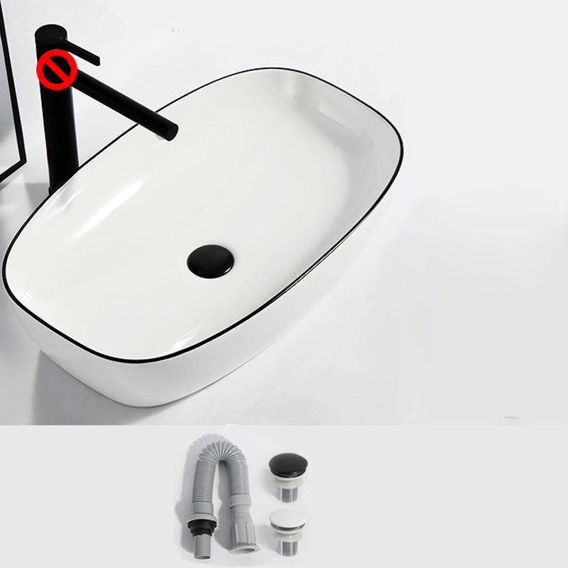 Modern Bathroom Sink Pop-Up Drain Rectangular Trough Sink without Faucet