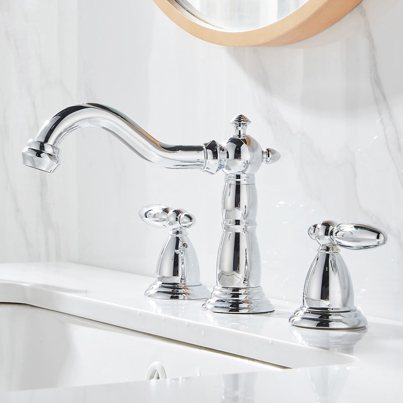 Glam Vessel Faucet 3 Holes Lever Handle Bathroom Vessel Faucet