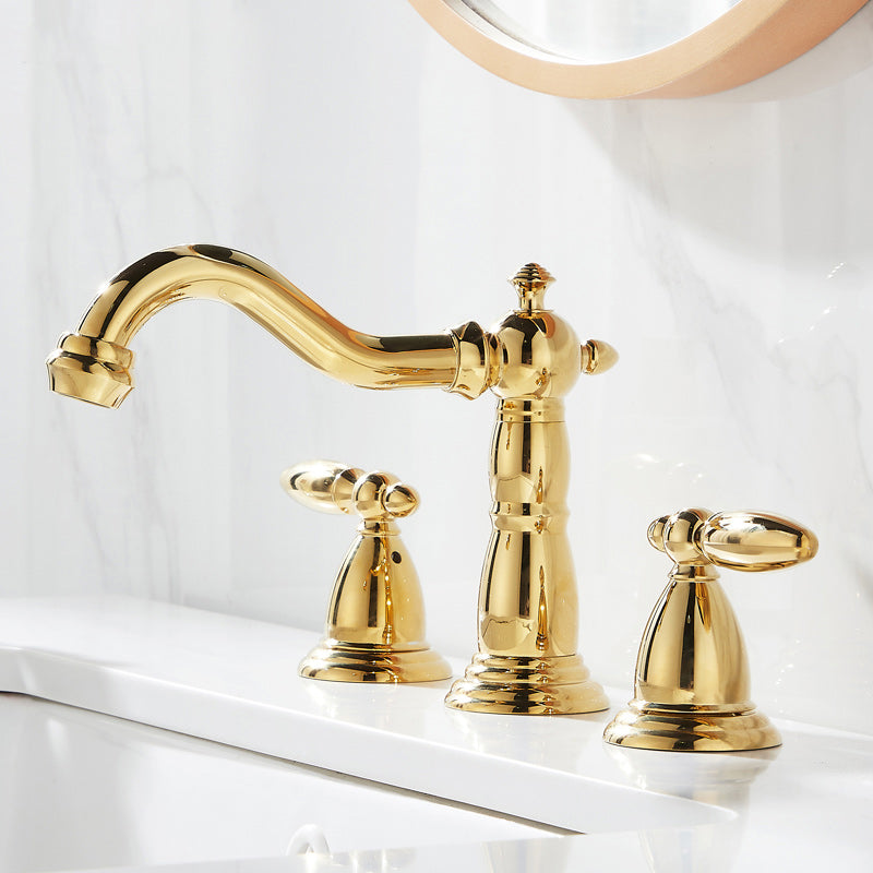 Glam Vessel Faucet 3 Holes Lever Handle Bathroom Vessel Faucet