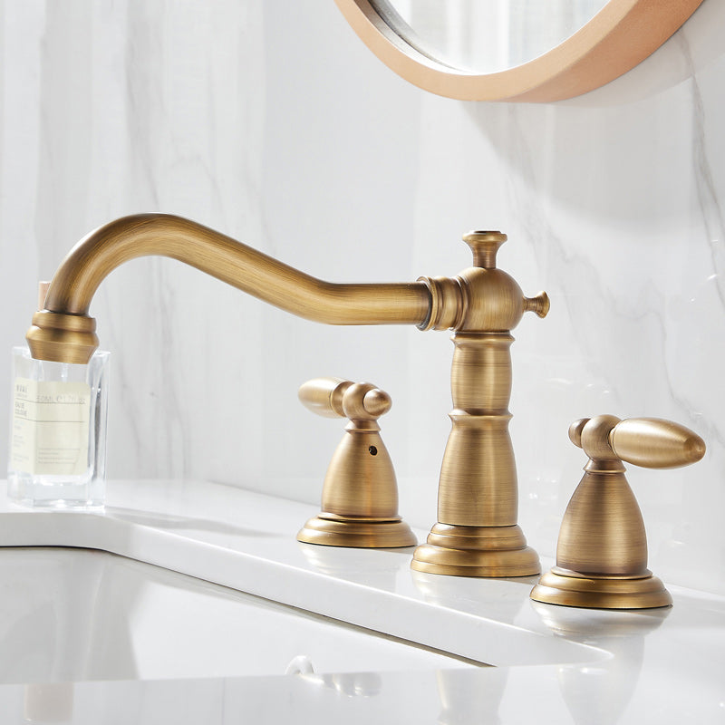 Glam Vessel Faucet 3 Holes Lever Handle Bathroom Vessel Faucet