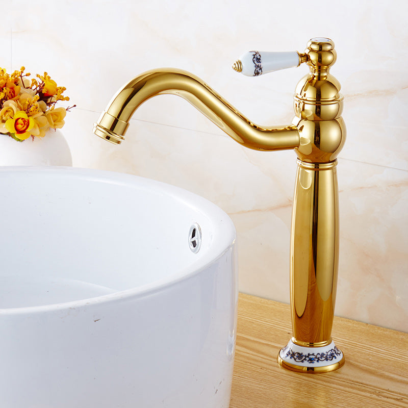 Glam Vessel Faucet Swivel Spout Lever Handle Bathroom Vessel Faucet