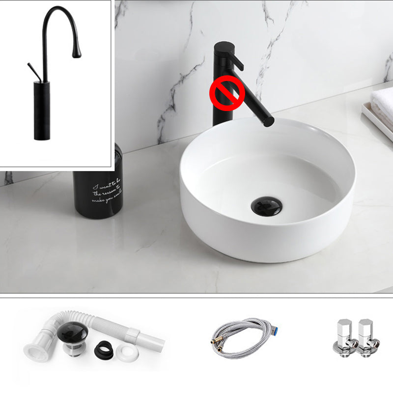 Modern Style Vessel Sink Pure Color Round Ceramic Vessel Sink