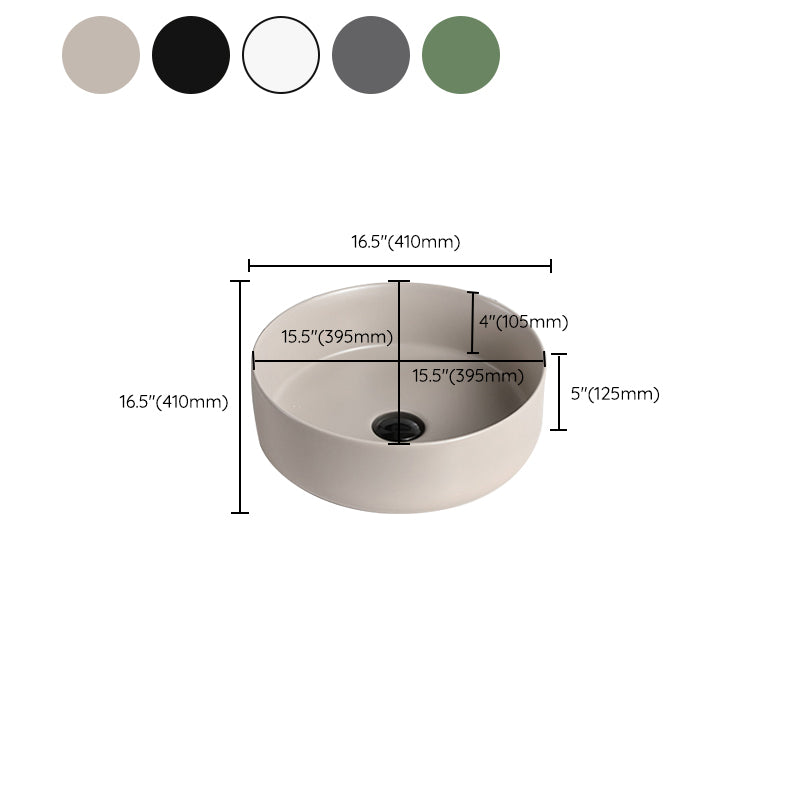 Modern Style Vessel Sink Pure Color Round Ceramic Vessel Sink