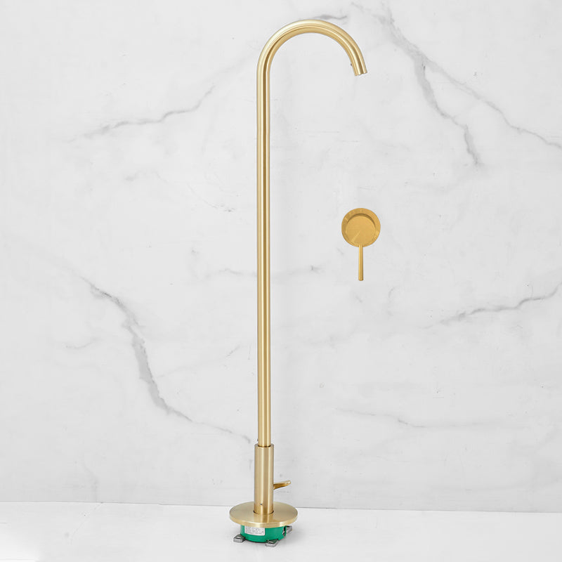 Modern High Arc Bathroom Faucet Floor Mounted Bath Faucet Trim