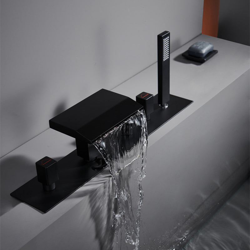 Modern Bath Faucet Trim Brass with Handheld Shower Deck-Mount Roman Bathtub Faucet