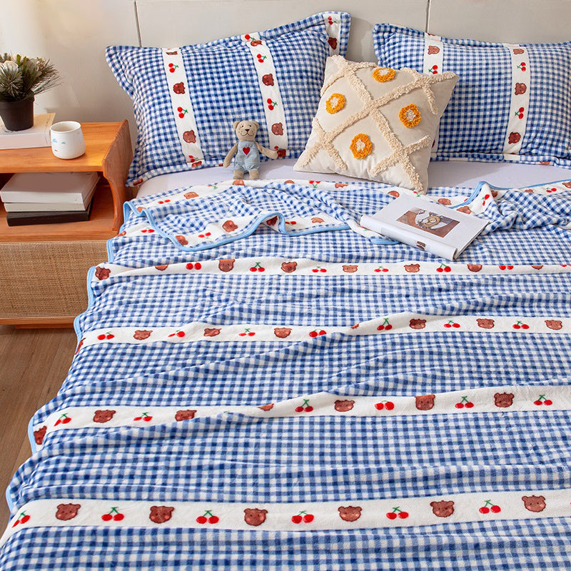 Vintage Bed Sheet Cartoon Printed Wrinkle-Free Non-Pilling Flannel Sheet