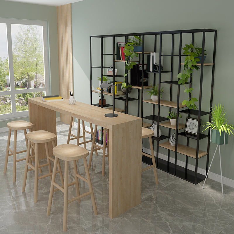 Contemporary Rectangle Bar Table Set 1/7 Pcs Solid Wood Bar Table and Backless Stools