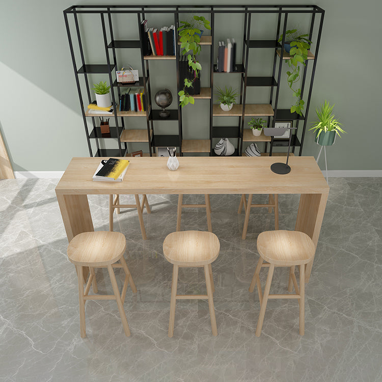 Contemporary Rectangle Bar Table Set 1/7 Pcs Solid Wood Bar Table and Backless Stools