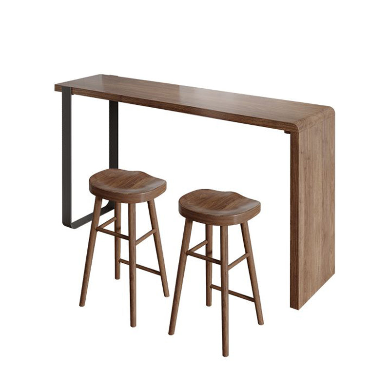 Pine Solid Wood Bar Pub Table Set 1/3 Pcs Rectangle Bar Table and Backless Stools