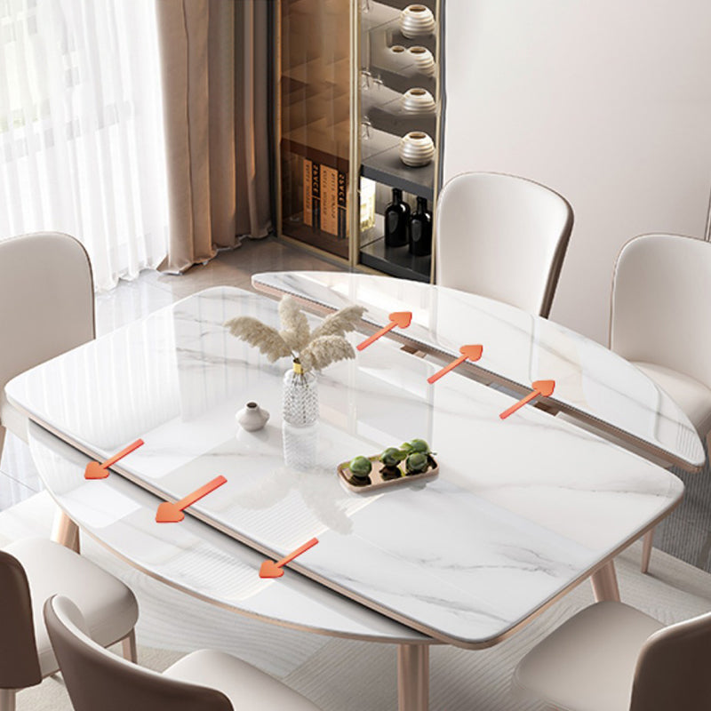 Foldable Stone Rectangle Dining Table Rubber Legs for Dining Room