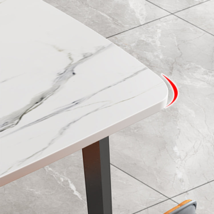 Modern Stone Rectangle Dining Table 4 Metal Legs for Dining Room