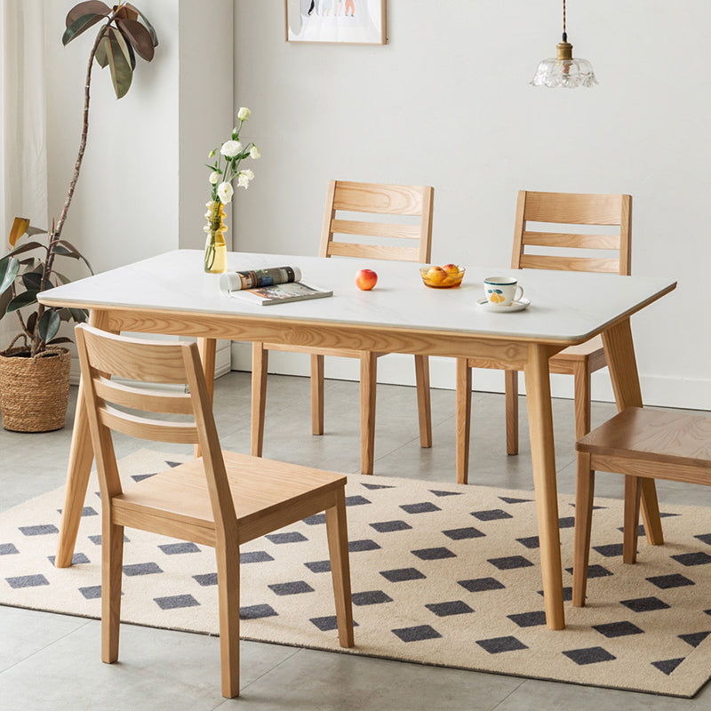 Modern Rectangle Stone Dining Table Ash Legs for Dining Room