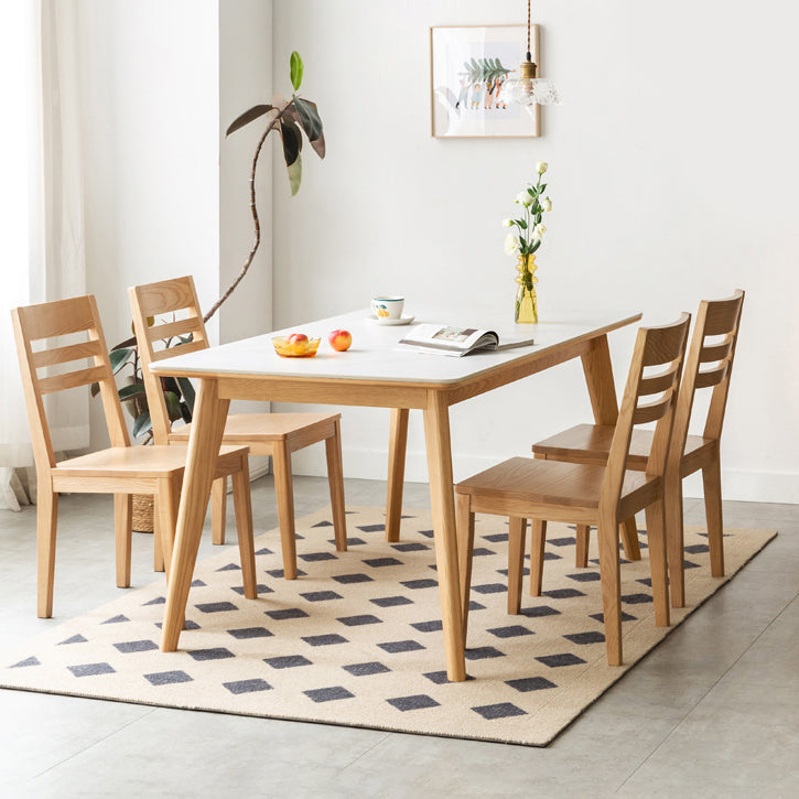 Modern Rectangle Stone Dining Table Ash Legs for Dining Room
