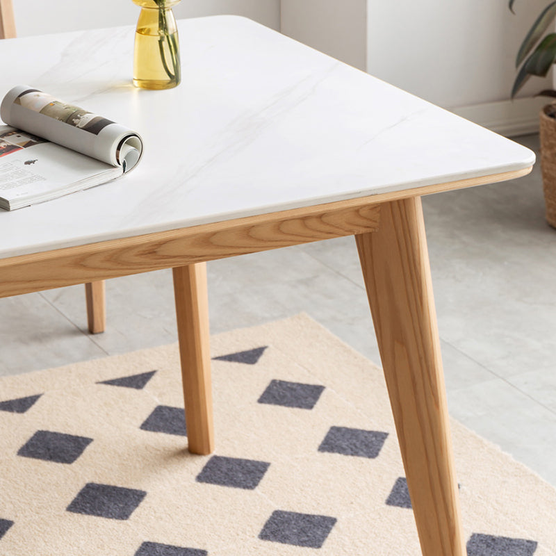 Modern Rectangle Stone Dining Table Ash Legs for Dining Room