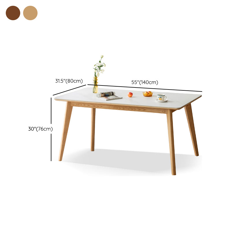 Modern Rectangle Stone Dining Table Ash Legs for Dining Room
