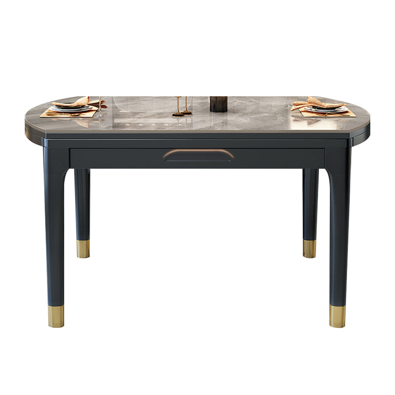 Modern Foldable  Stone Dining Table Rubber Wood Legs for Dining Room