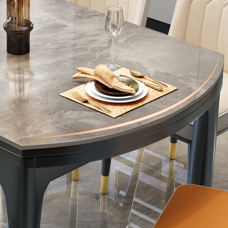 Modern Foldable  Stone Dining Table Rubber Wood Legs for Dining Room