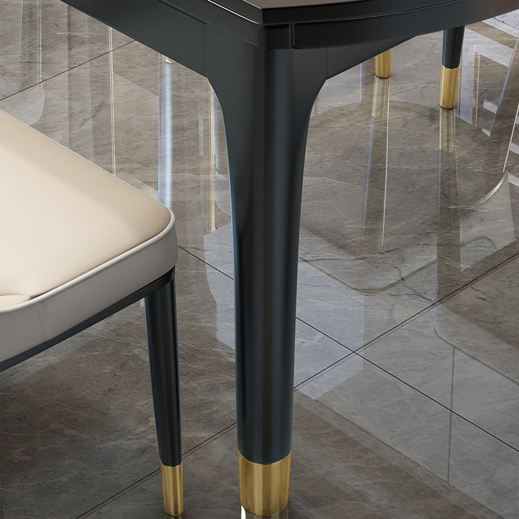 Modern Foldable  Stone Dining Table Rubber Wood Legs for Dining Room