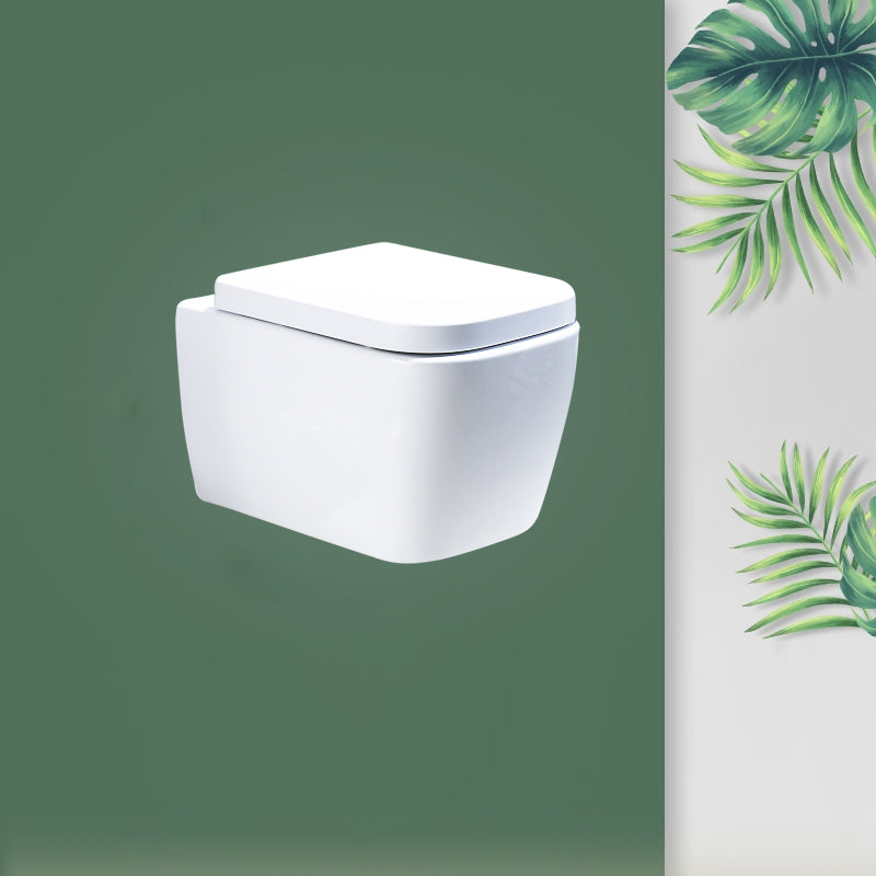 Contemporary Wall Mount Flush Toilet Ceramic Urine Toilet with Seat for Washroom