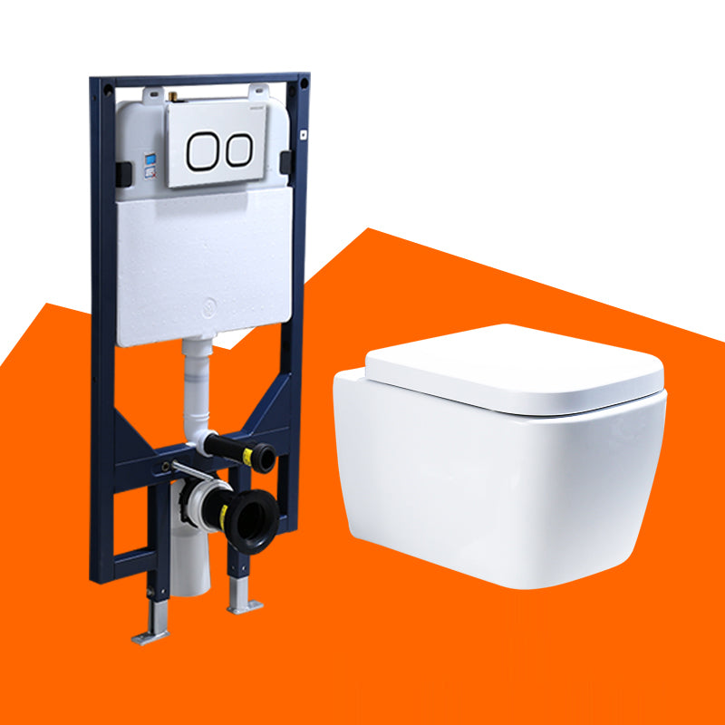 Contemporary Wall Mount Flush Toilet Ceramic Urine Toilet with Seat for Washroom