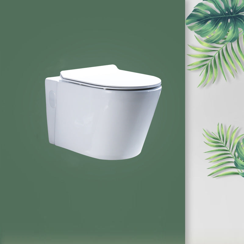 Contemporary Wall Mount Flush Toilet Ceramic Urine Toilet with Seat for Washroom