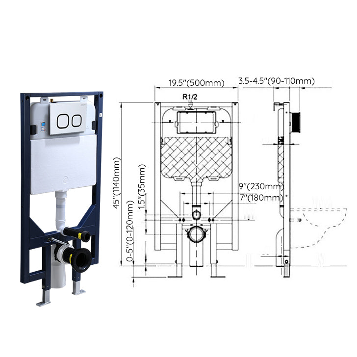 Contemporary Wall Mount Flush Toilet Ceramic Urine Toilet with Seat for Washroom