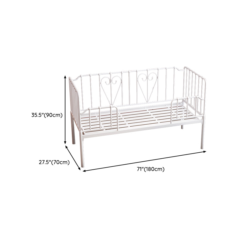 Nursery Bed with Guardrail in Metal Industrial Nursery Crib in White