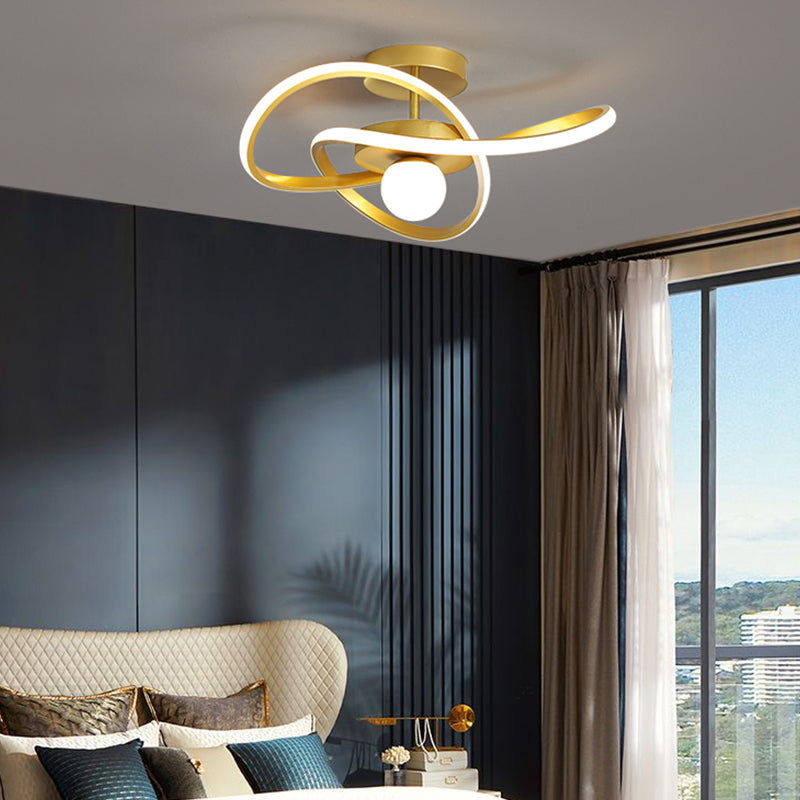 Minimalism Ceiling Light Twisted Flush Mount with Metal for Bedroom