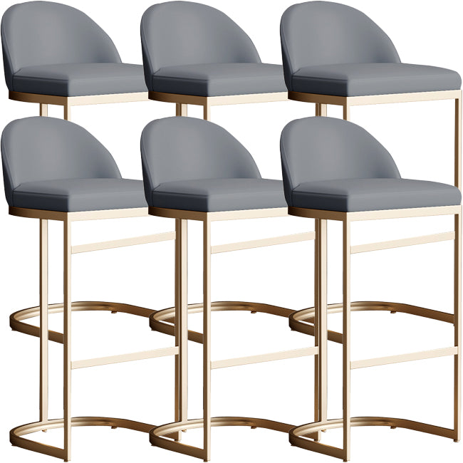 Bucket Faux Leather Dining Stool Low Back Bar Stool with Gold Metal Base