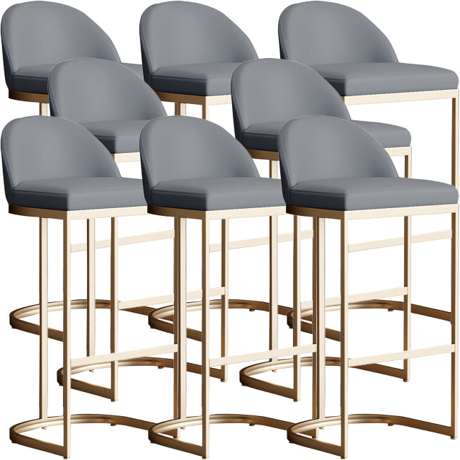 Bucket Faux Leather Dining Stool Low Back Bar Stool with Gold Metal Base