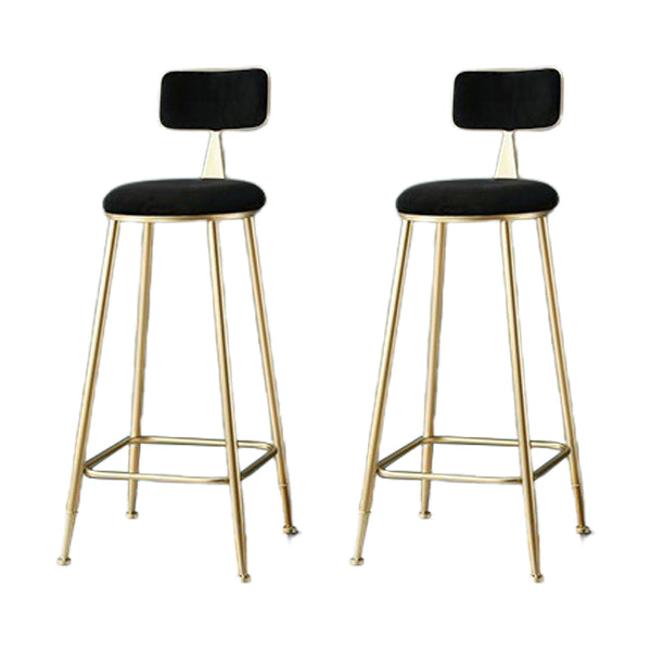 Upholstered Dining Stool Glam Low Back Bar Stool with Gold Metal Base