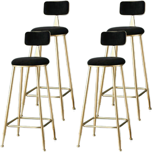Upholstered Dining Stool Glam Low Back Bar Stool with Gold Metal Base