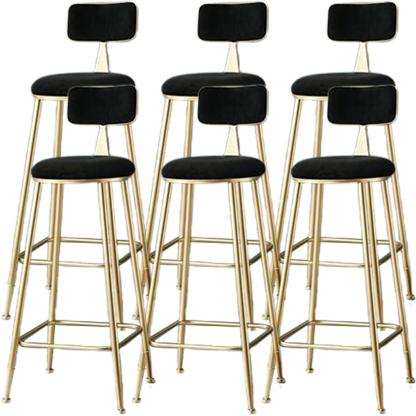 Upholstered Dining Stool Glam Low Back Bar Stool with Gold Metal Base