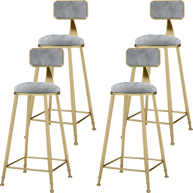 Upholstered Dining Stool Glam Low Back Bar Stool with Gold Metal Base