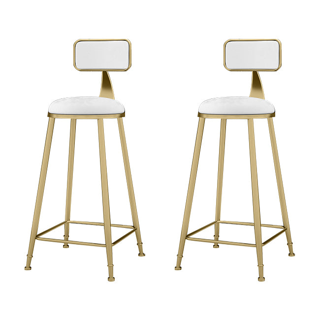 Upholstered Dining Stool Glam Low Back Bar Stool with Gold Metal Base