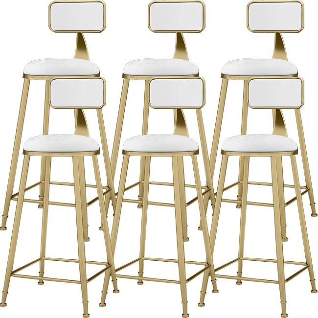 Upholstered Dining Stool Glam Low Back Bar Stool with Gold Metal Base