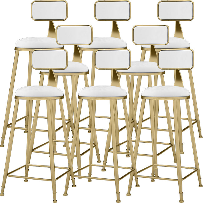 Upholstered Dining Stool Glam Low Back Bar Stool with Gold Metal Base