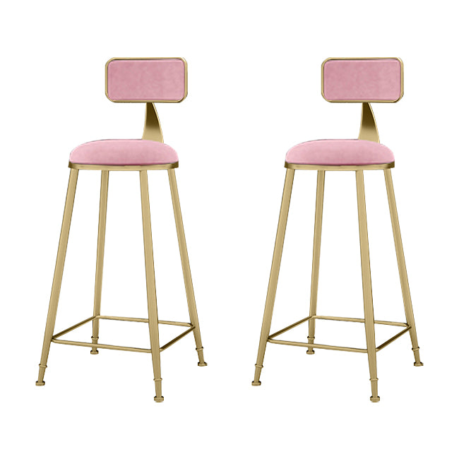 Upholstered Dining Stool Glam Low Back Bar Stool with Gold Metal Base