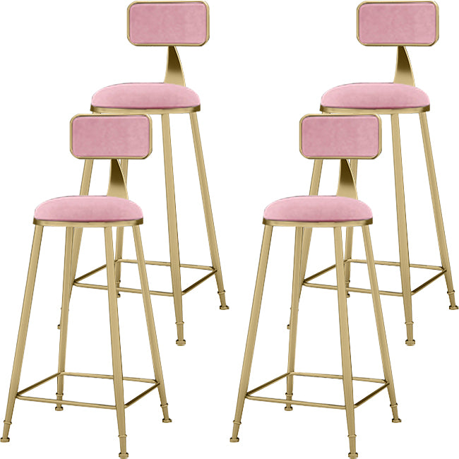 Upholstered Dining Stool Glam Low Back Bar Stool with Gold Metal Base