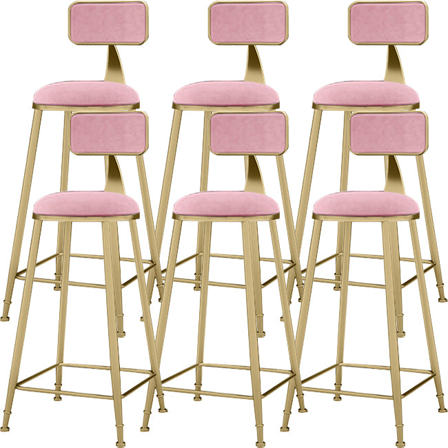 Upholstered Dining Stool Glam Low Back Bar Stool with Gold Metal Base