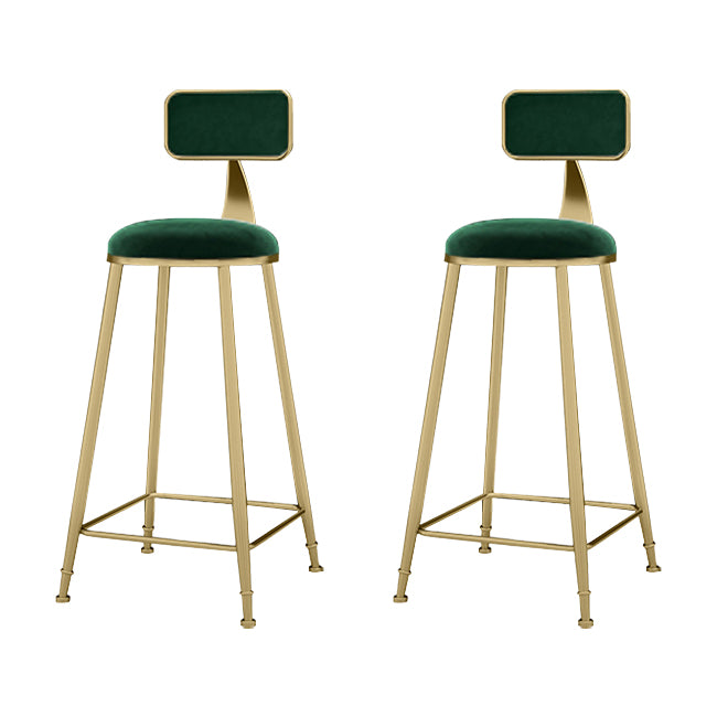 Upholstered Dining Stool Glam Low Back Bar Stool with Gold Metal Base