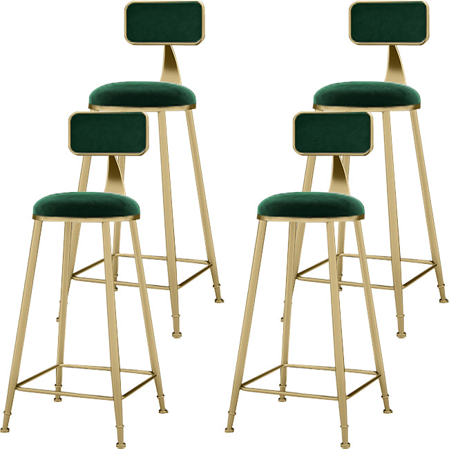 Upholstered Dining Stool Glam Low Back Bar Stool with Gold Metal Base
