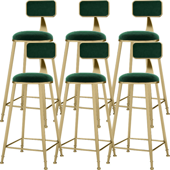 Upholstered Dining Stool Glam Low Back Bar Stool with Gold Metal Base