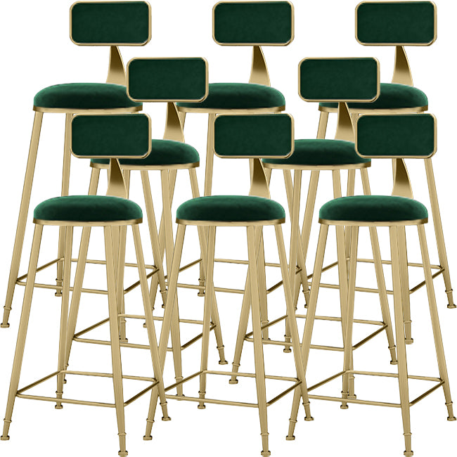 Upholstered Dining Stool Glam Low Back Bar Stool with Gold Metal Base
