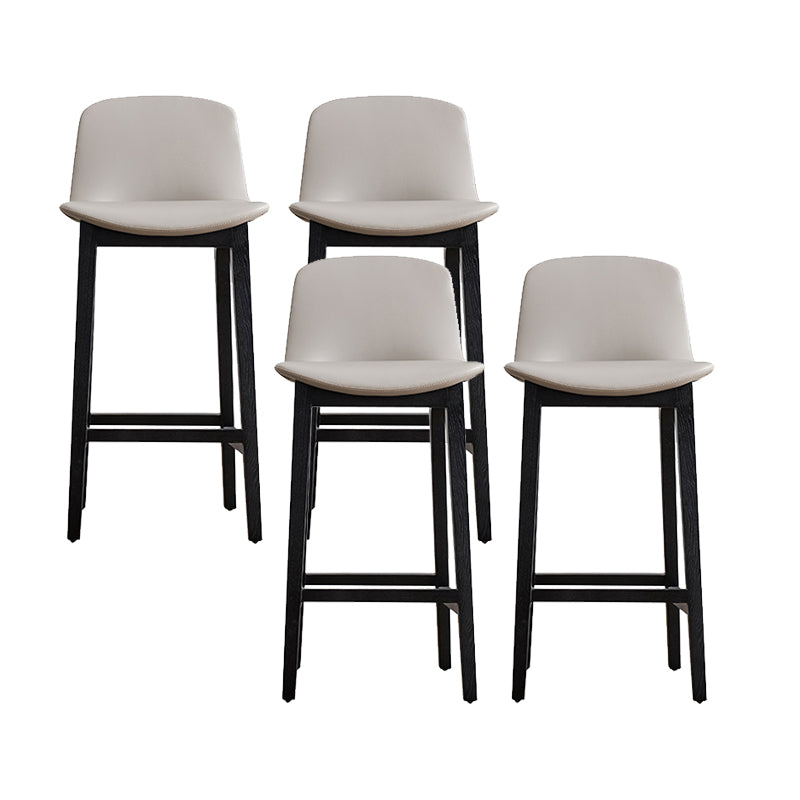 Faux Leather Stool Black Base Patio Bar and Counter Stool with Backrest