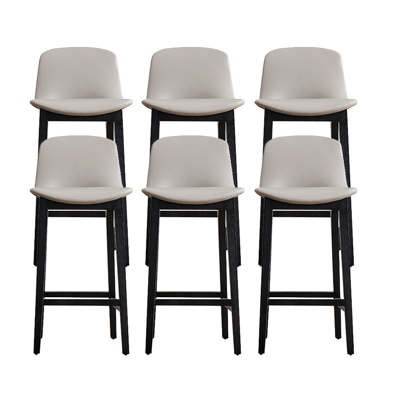 Faux Leather Stool Black Base Patio Bar and Counter Stool with Backrest