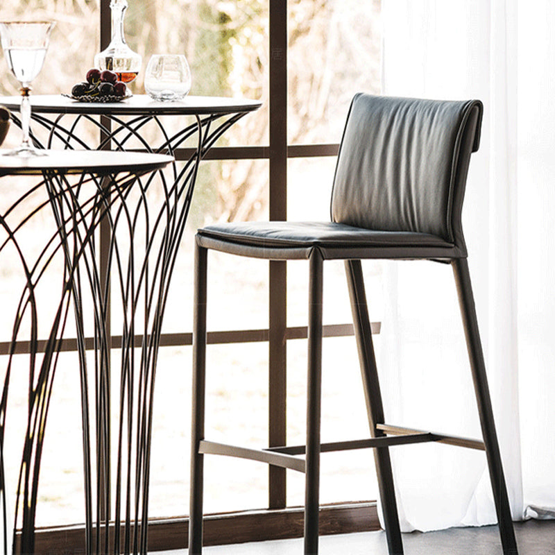 Nordic Style Metal Bar Stool Rectangle Leather Bar Stools for Living Room