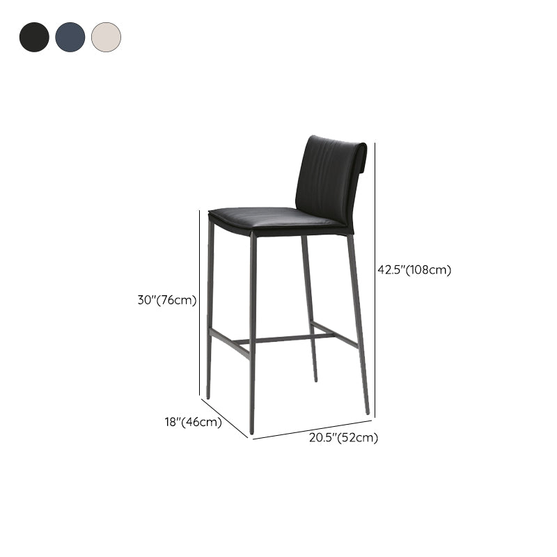Nordic Style Metal Bar Stool Rectangle Leather Bar Stools for Living Room