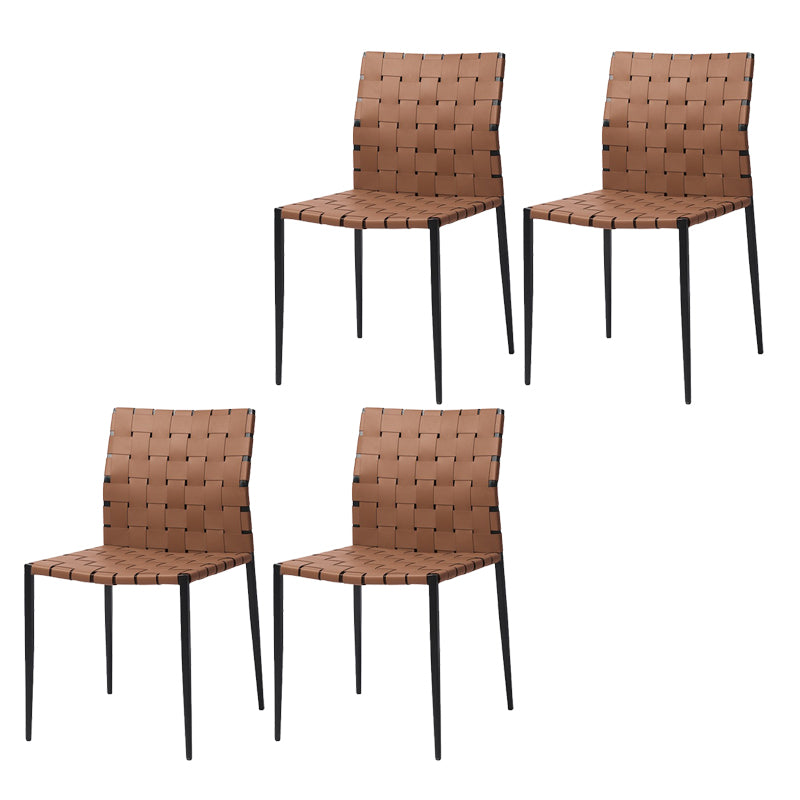 Faux Leather Bar Stools Low Back Dining Stools with Metal Base