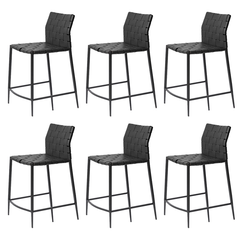 Faux Leather Bar Stools Low Back Dining Stools with Metal Base